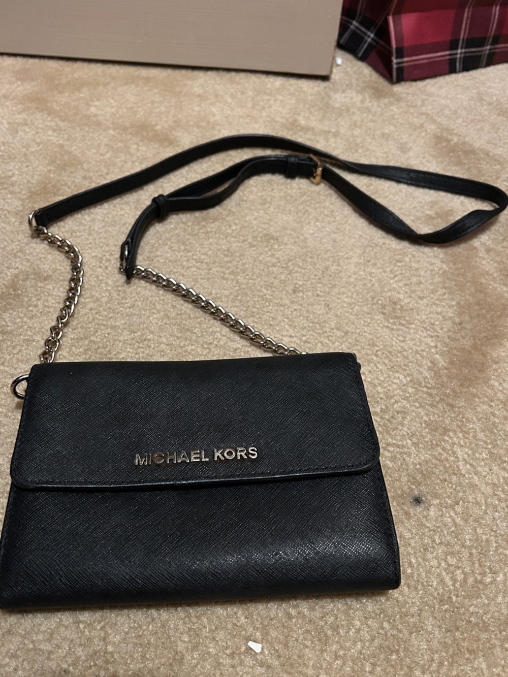 Michael Kors Black Saffiano Crossbody Wallet